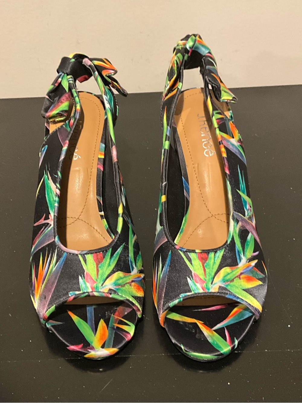 J Renee Women’s Floral Peep-Toe Slingback Heels - Multicolor Size 9